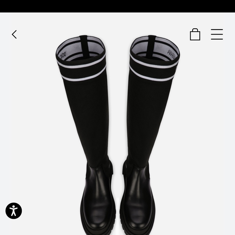 Dolce Gabbana Calfskin and stretch mesh boots